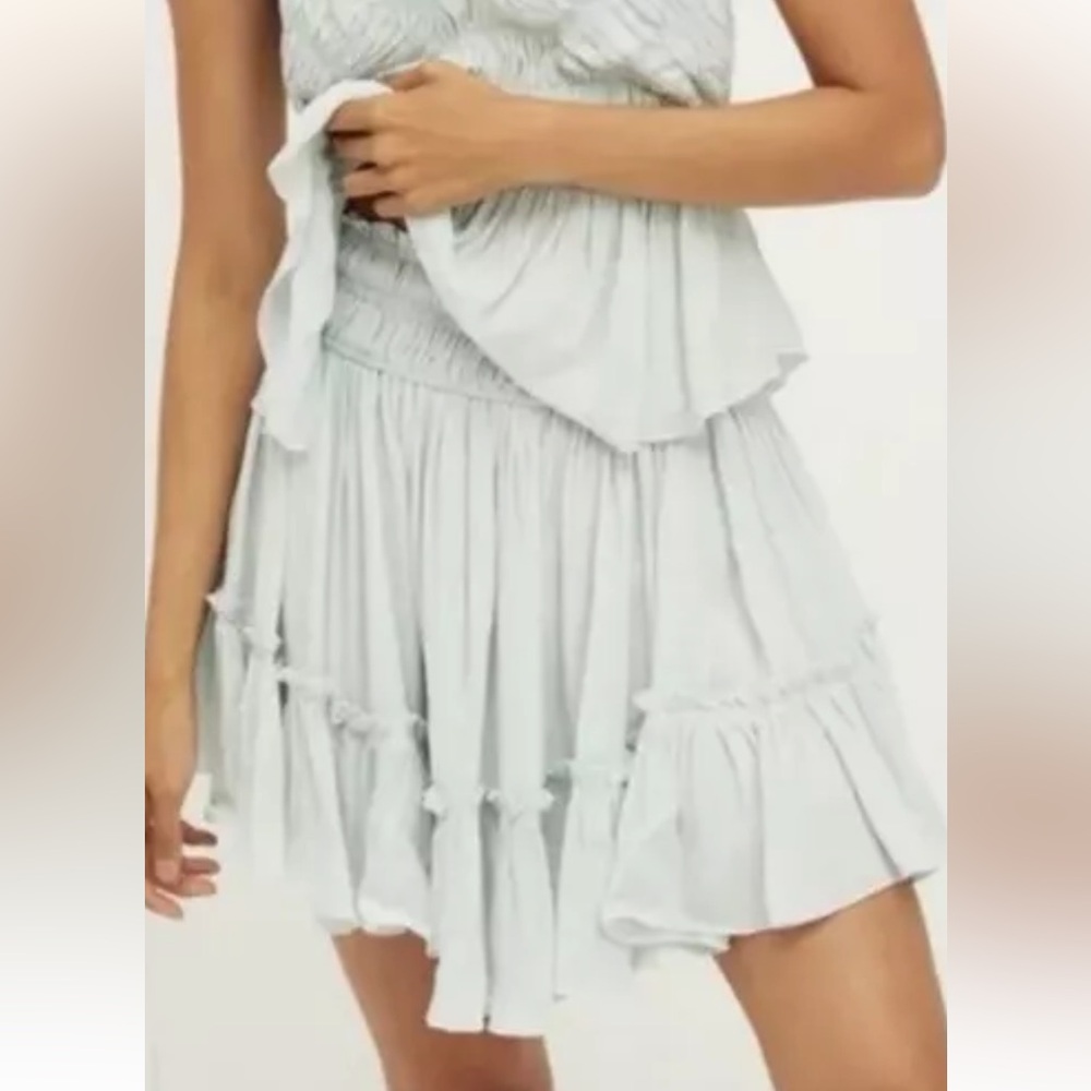 Free People Light Gray Tiered Mini Skirt
